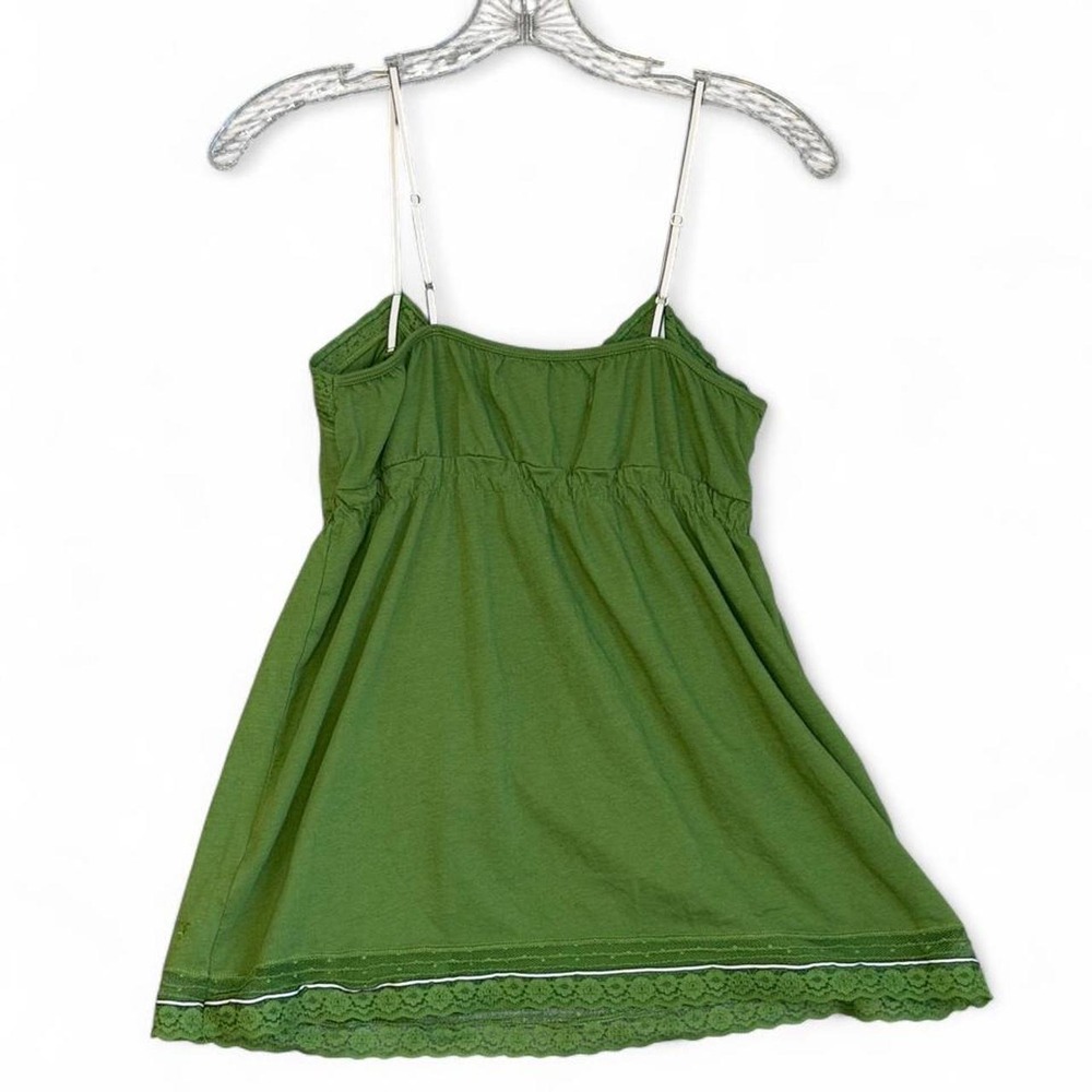 Vintage Y2K American Eagle Green Lace Babydoll Cami Top Size M Coquette Bow - Picture 3 of 5